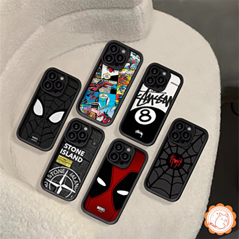 Casing Spider Man Merek Trendi Mata Berkilau Kartun Untuk Redmi 12 12C 10A A1 A2 11A 10 9C NFC 9A Re
