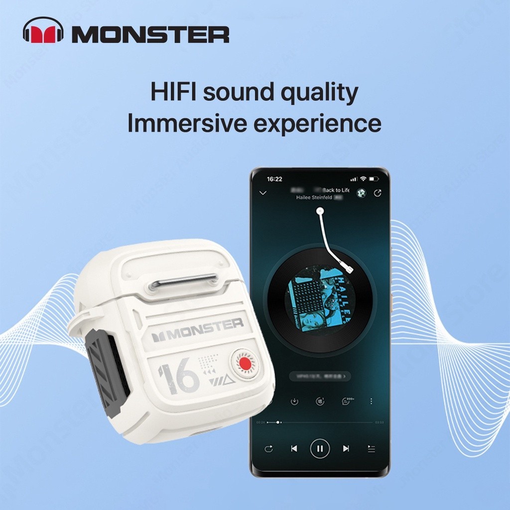 Headset Bluetooth Monster XKT16 Bluetooth TWS Headset Earbuds Headphone