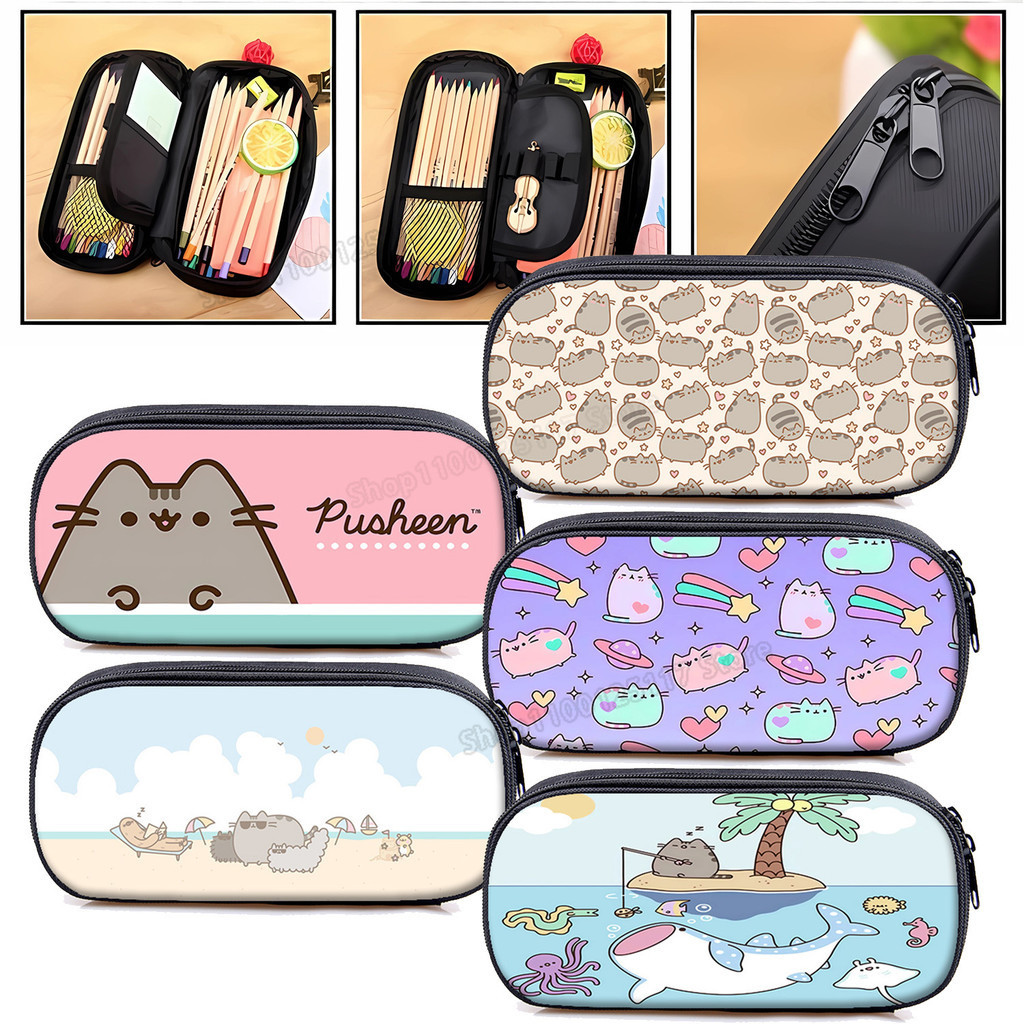 

Pusheen Cat Pencil Case Cute Cartoon Printed Pencil Bags Student Supplies Children Back To School Stationery Storage Pouch Gift