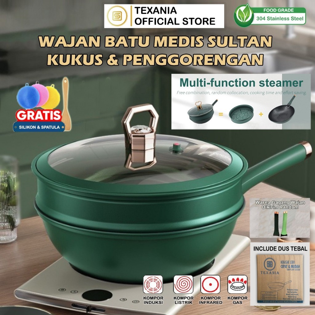 HJ32A FREE GIFTTEXANIA Panci Kukus PREMIUM Super Tebal / Panci Kukus Serbaguna/24 JAM DIKIRIM