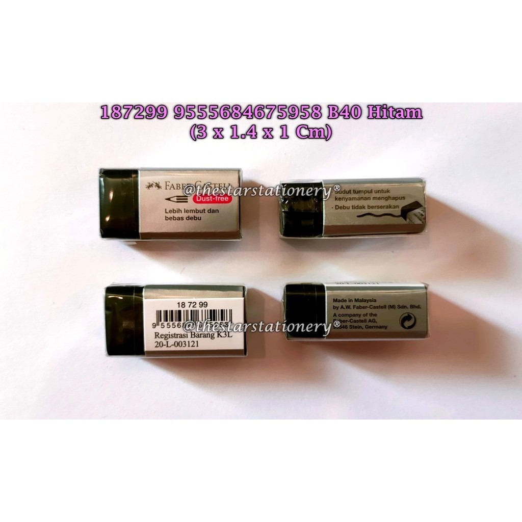 

(1 Biji) GROSIR Penghapus Faber Castell 187299 Hitam / Eraser Dust Free Penghapus Pensil Warna Hitam