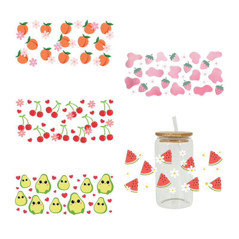 

UV DTF Transfers Stickers, 16oz, Cup Wraps, Watermelon, Strawberry, Printed for DIY Glass, Ceramic Metal Leather, Etc. D2331