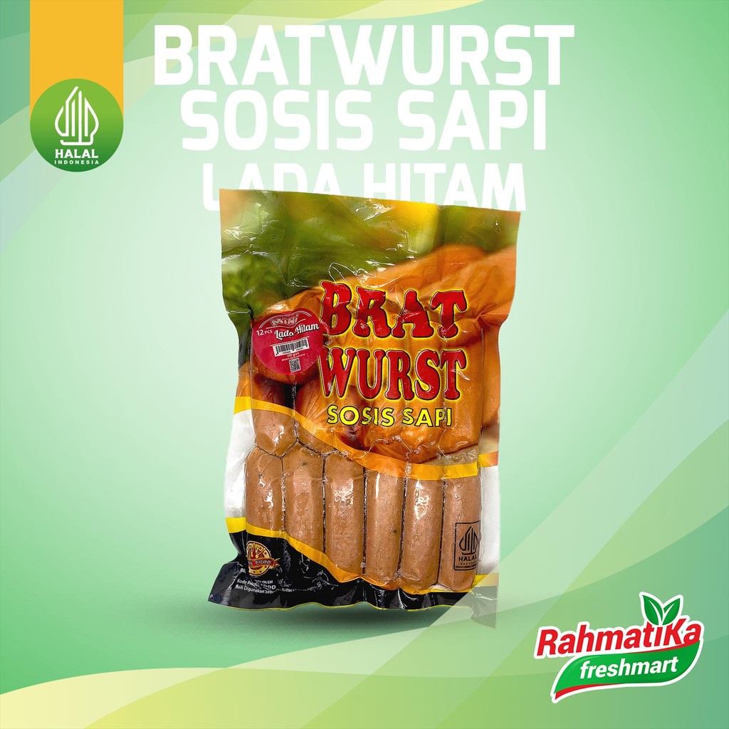 

KINGFOOD Sosis Sapi Bratwurst Lada Hitam 500 gr Isi 12