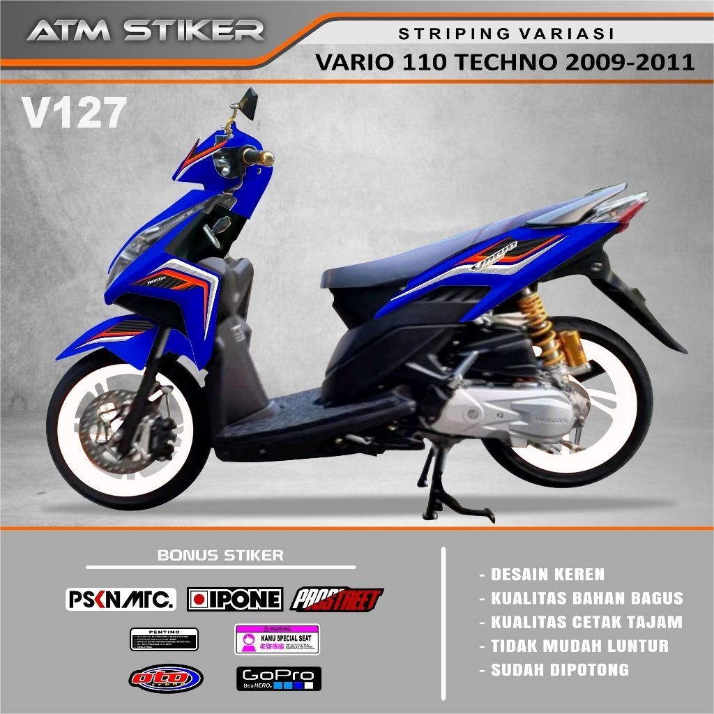 Stiker striping variasi honda vario 110 techno tahun 2009-2011