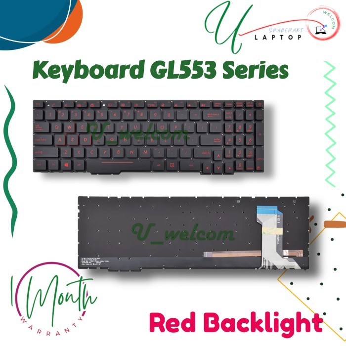 Keyboard Rog FX53VW FX53VE ZX53VW GL553VW GL553VD FX753VD FX753VE FX553VD ZX553VD Backlight merah