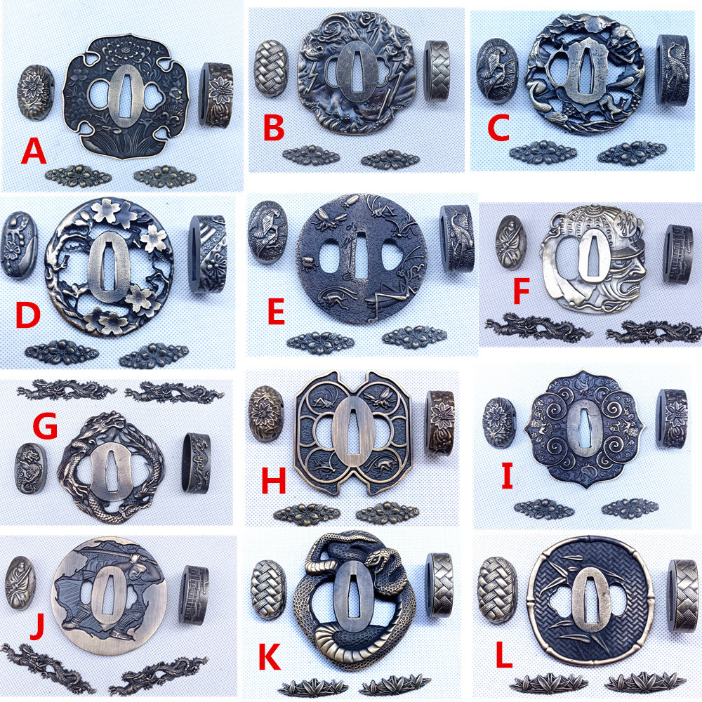 Wonderful A Set Alloy Tsuba Guard For Japanese Tsuba Samurai Katana Sword Guard Wakizashi Nice