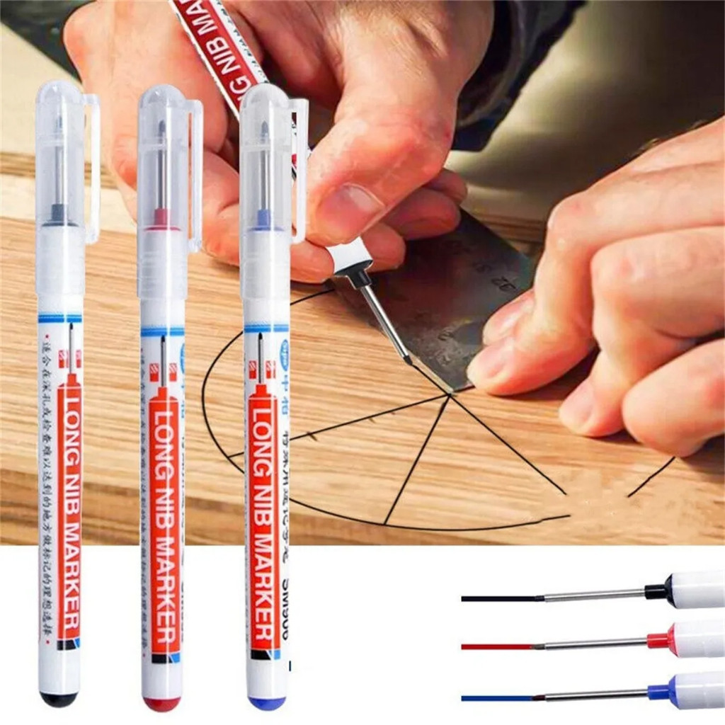 

∼Aurabelle.id∼ NEW Spidol Kepala Panjang Long Nib Head Marker Waterproof PERMANENT Deep Hole Marker Pens Long Nosed Marker Deep Drill Hole Long Nib Scriber Carpentry SPIDOL TUKANG MEKANIK