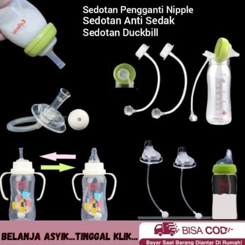 QC Sedotan Pengganti Dot Nipple Botol Susu Bayi Anti Kembung Sedak Kolik Wide Neck Slim Standart Duc