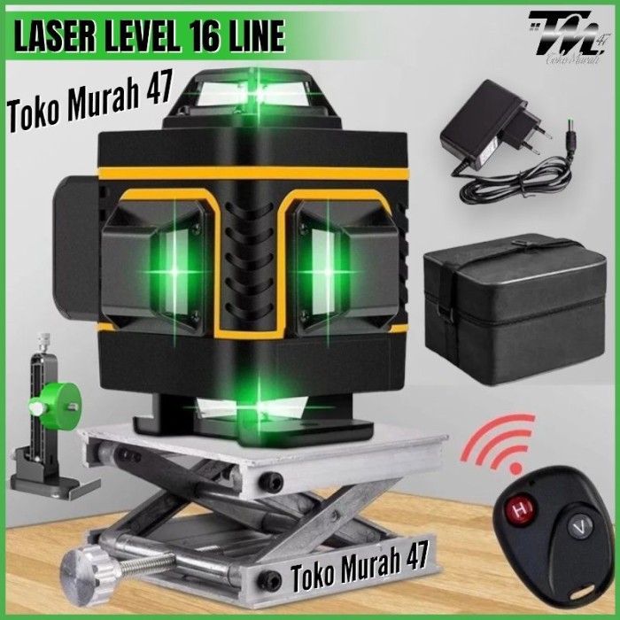 Laser Level 16 Line Set Hilda 4D Remote Tripod Laser Leveling Taffware - 16 Line.