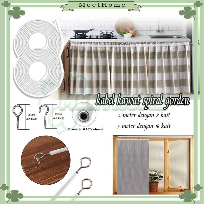 Kawat Spiral Gorden Dan Hook Tempel/Kawat Spiral Kolong Dapur/Tali Kolong Dapur Kawat Gorden