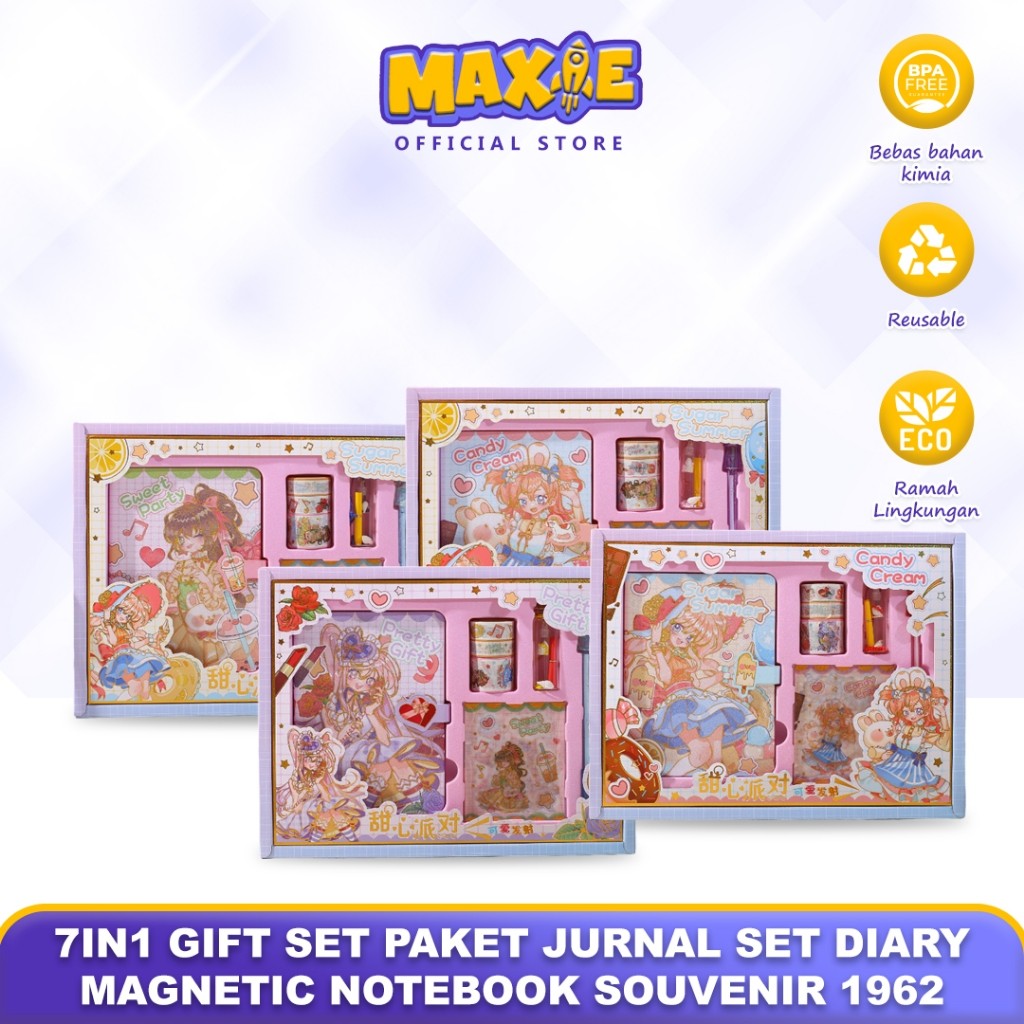 

7in1 Gift Set Paket Jurnal Set Diary Magnetic Notebook Souvenir 1962