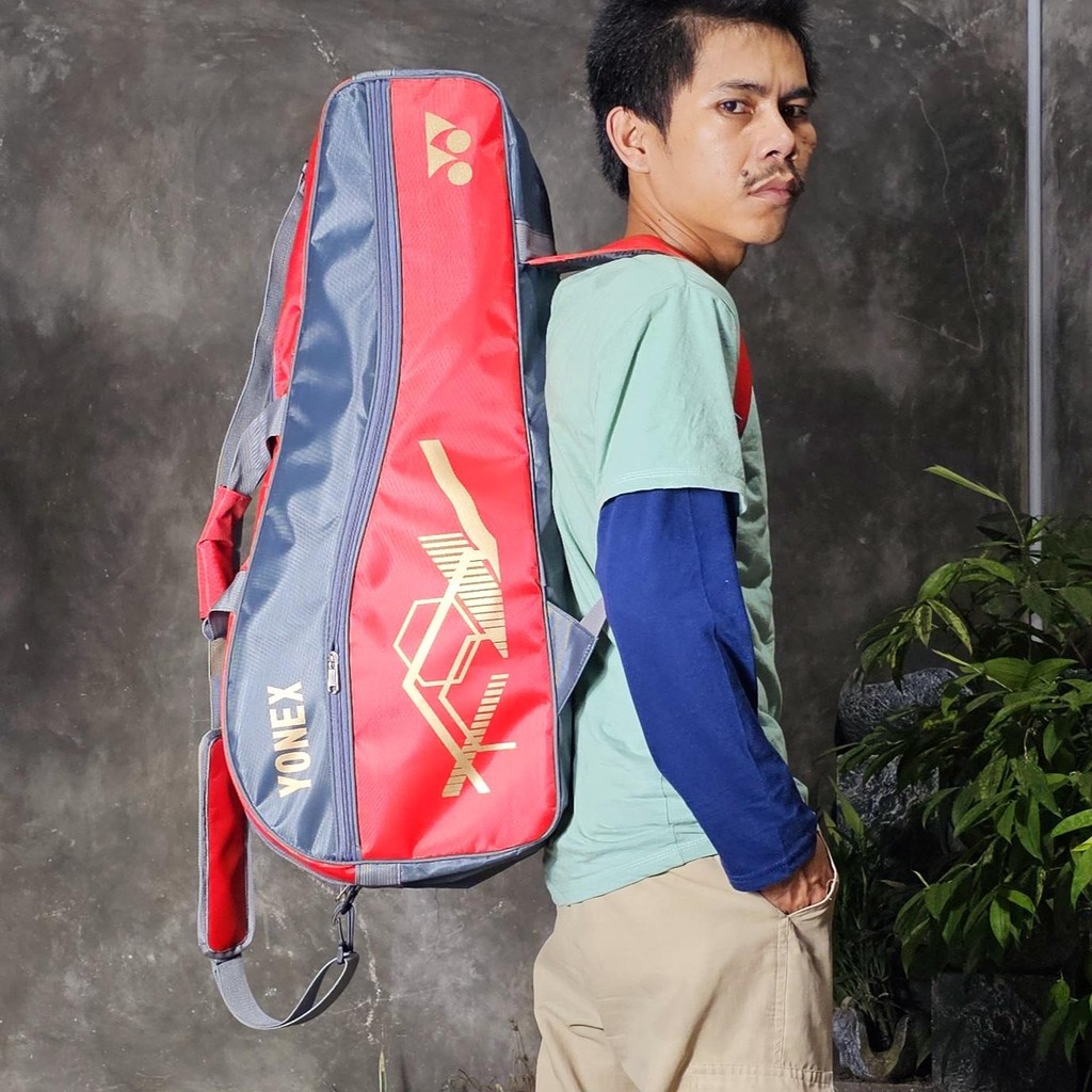 Tas Raket Badminton 2R Ruang Bahan Tebal Softcaswe Anti Air Ransel Selempang Bahu Muat Sepatu