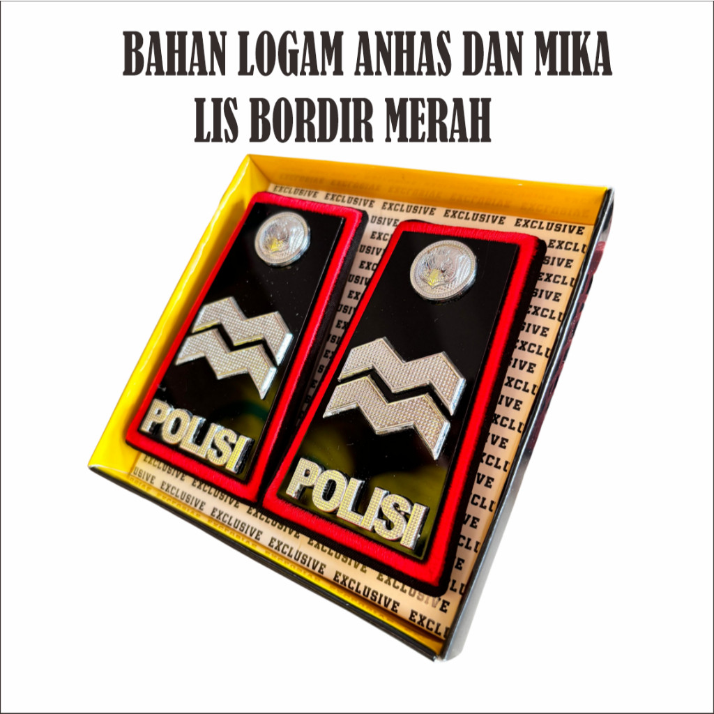 ATRIBUT DINAS Pangkat PDH aiptu - Pangkat Pdh Polri - Pangkat Aiptu mika bordir merah bahan logam be
