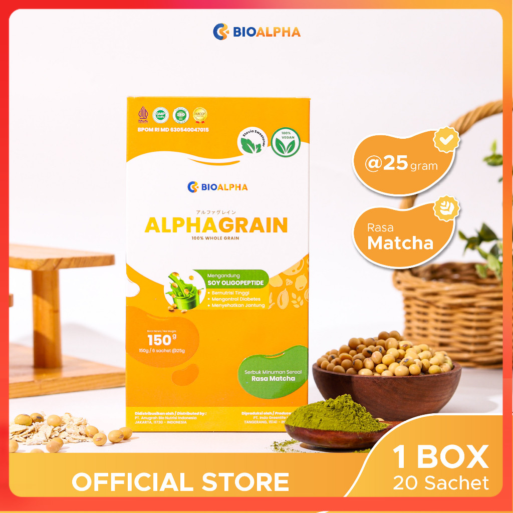 

Alphagrain isi 6 Sachet: Minuman Pengganti makanan untuk diabetsi Rasa Matcha DANISGINA