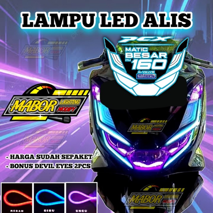 LAMPU ALIS DRL NEW PCX 160 BONUS DEVIL EYES LAMPU AKSESORIS MOTOR PCX DEPAN SENJA LIS VARIASI NEW PC