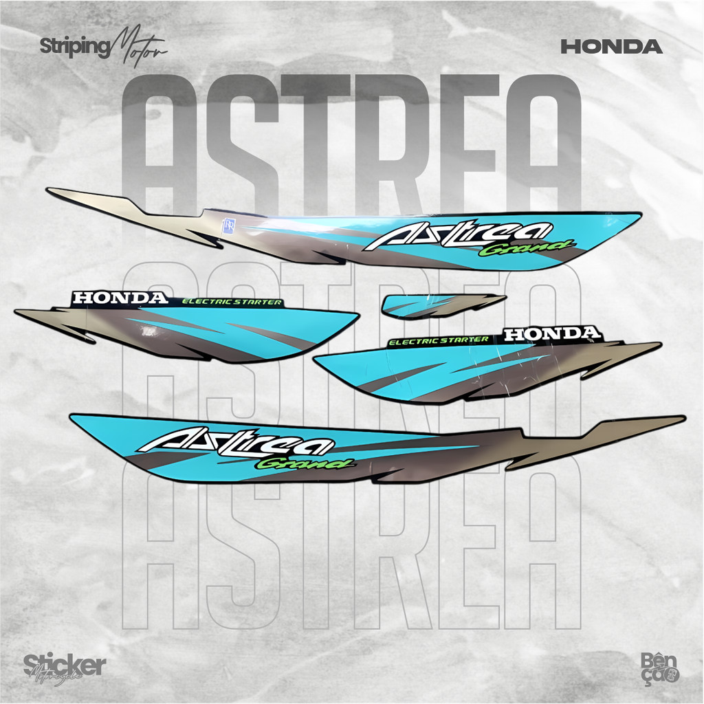 Striping stiker motor | HONDA Astrea Grand ELEGANT LIMITED EDITION   hitam lis hijau   standar berku