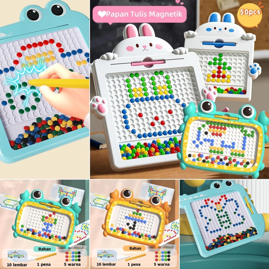 【COD】50 Beads Magnetic Drawing Board Mainan Edukasi Untuk /Anak Belajar Menulis Doodle Board Dengan 