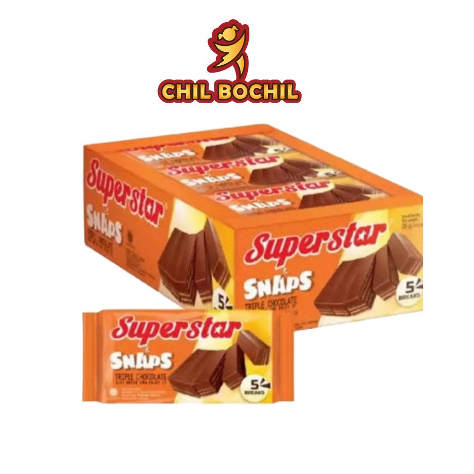 

SUPERSTAR SNAPS ISI 12 PCH X 28 GRAM = 336 GRAM - CHOCOLATE - CHIL BOCHIL