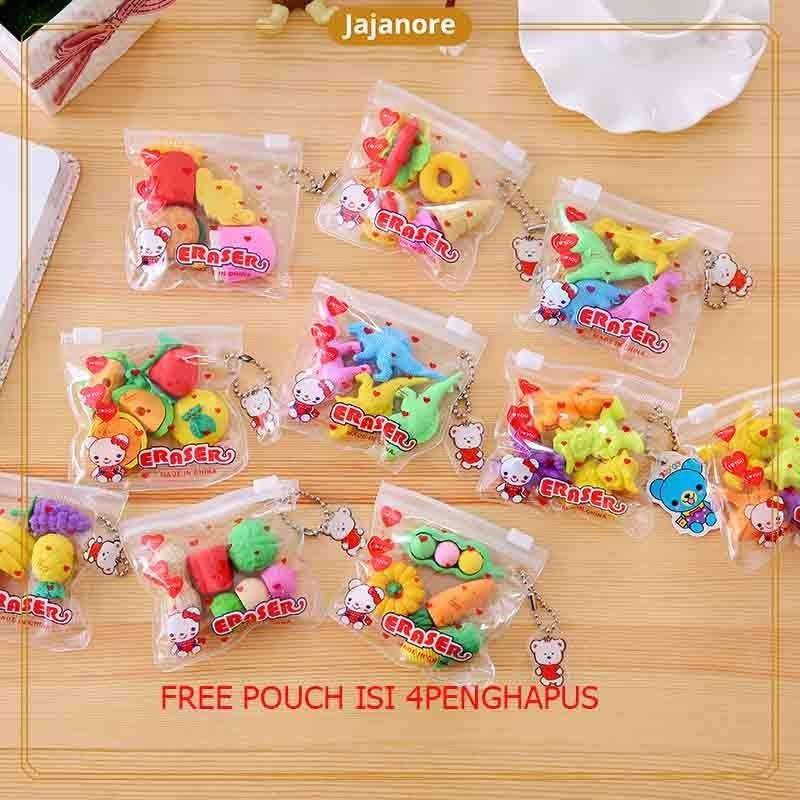 

JR - 1SET 4PCS- PENGHAPUS PENSIL ANAK BUAH SAYURAN ANIMAL LUCU / PENGHAPUS BUAH / PENGHAPUS KARAKTER