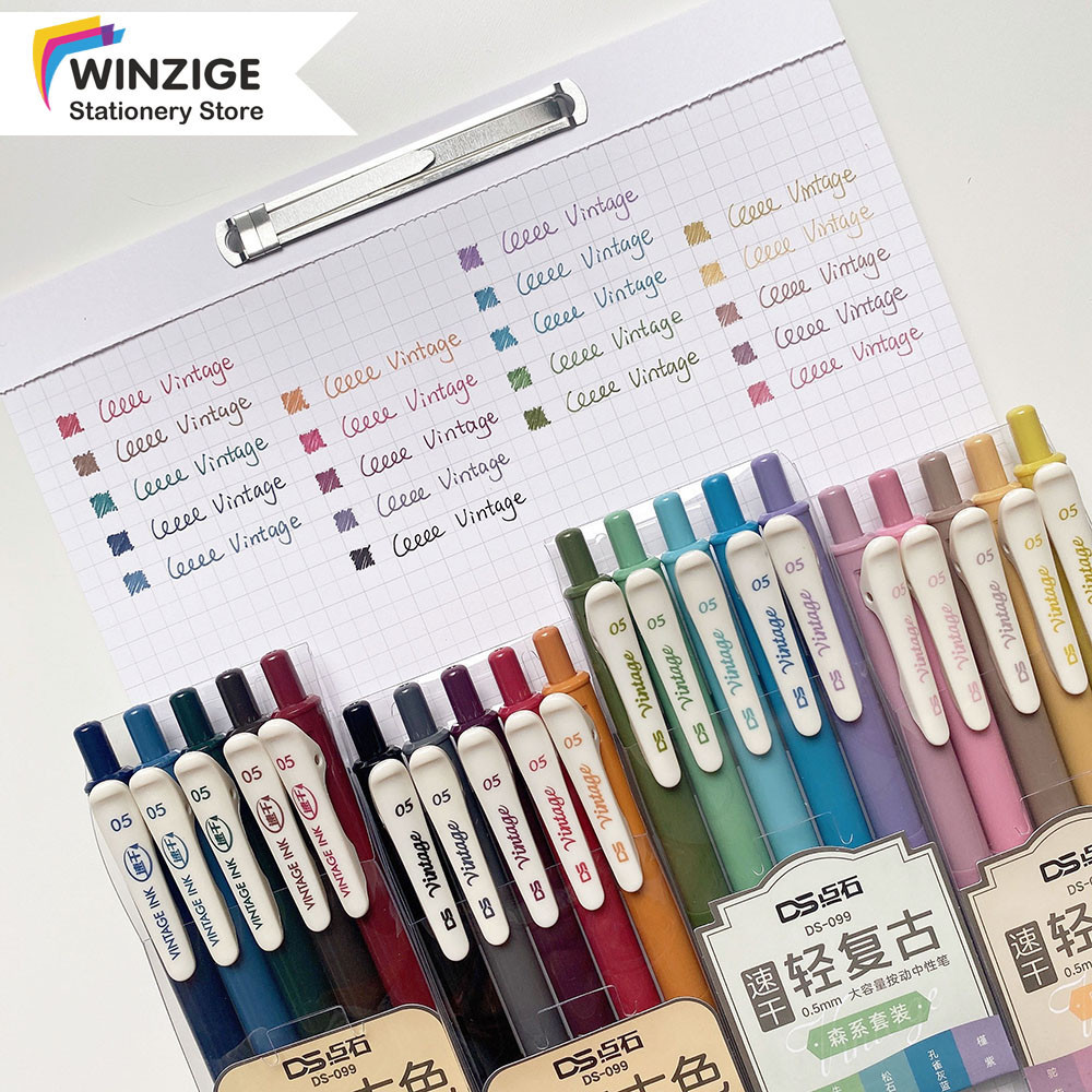 

Winzige 20 Colors Pulpen gel 0.5mm pulpen warna warni aesthetic vintage color retractable gel pens lucu pen mekanik