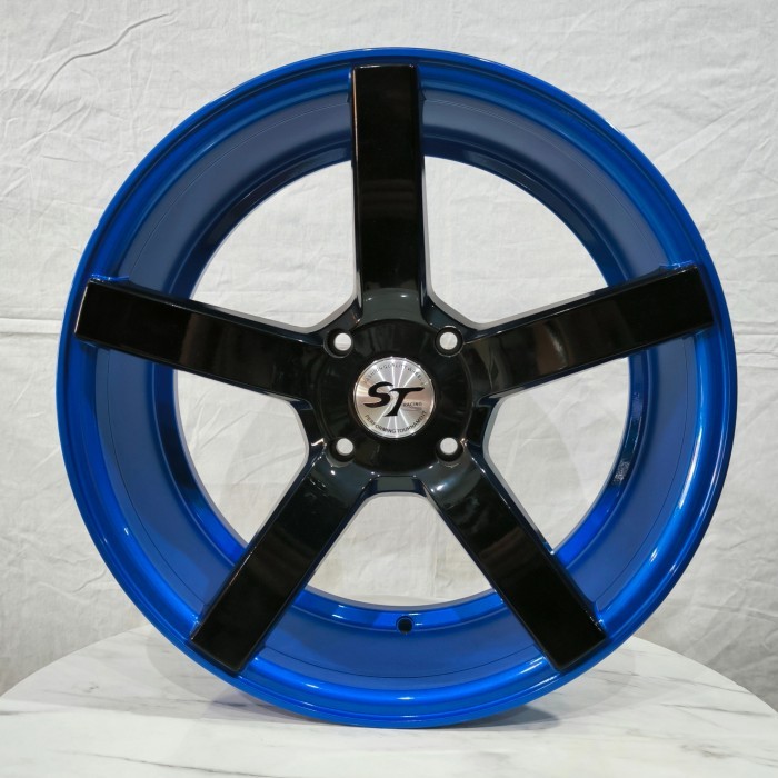4p velg  Vossen 17x7.5 4H 114.3 Et32 Black Blue Ring 17 r17 LEBAR 7,5 inci Lobang 4 Mobil Kijang LGX