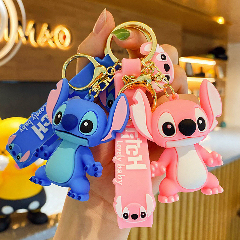 

New Anime Disney Keychain Cartoon Mickey Mouse Minnie Lilo & Stitch Cute Doll Keyring Ornament Key Chain Pendant Kids Toys Gifts