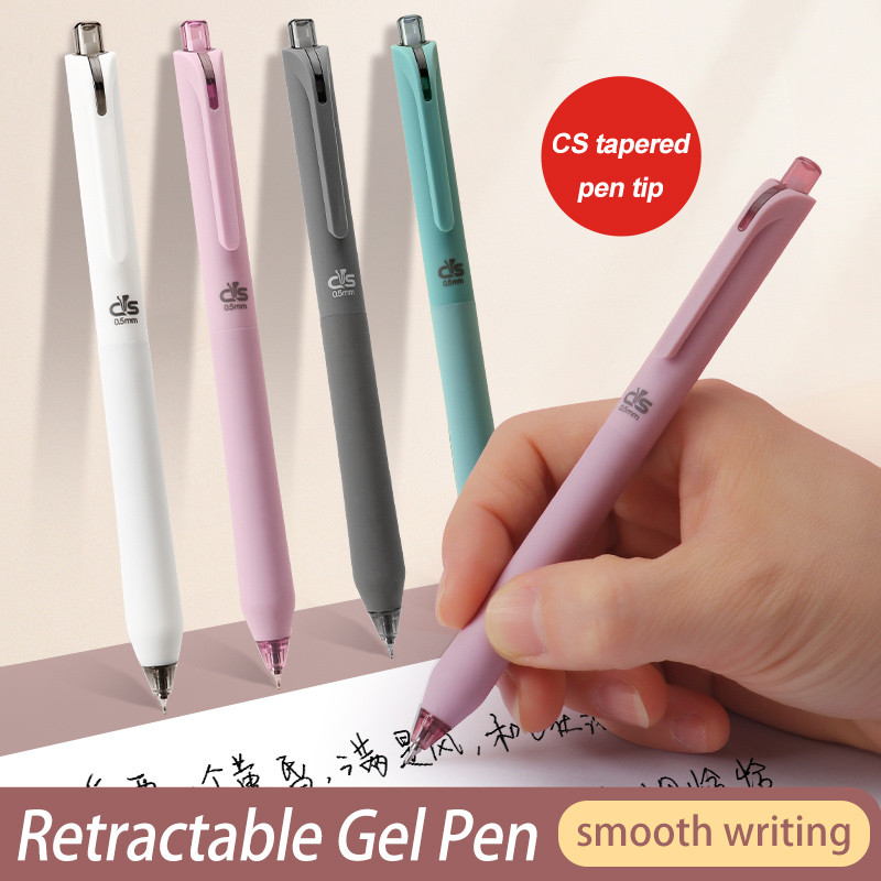 

BAOKE Gel Pen Pulpen Gel Retractable 0.5mm 4 Warna CS Cone Tip Karet Grip Tinta Hitam PC1929