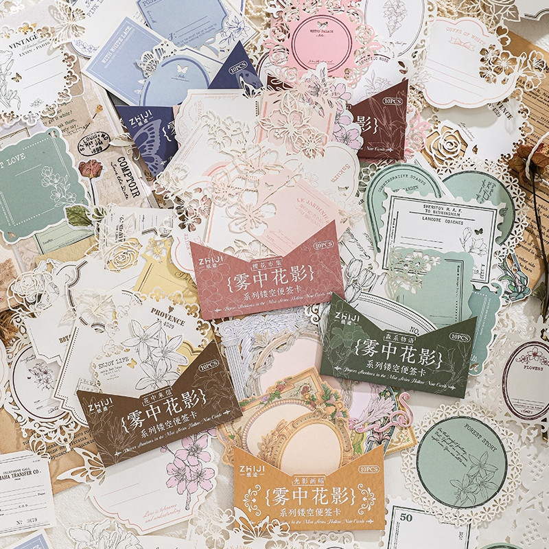 

10 pcs INS Hollow out Hand lace lace material paper Art Decoration Planner Literature Scrapbooking junk journal School supplies