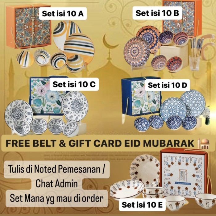 

Hampers Lebaran Piring Keramik Set isi 10/ Gift Box Set Hadiah Mangkok - Hampers isi 10