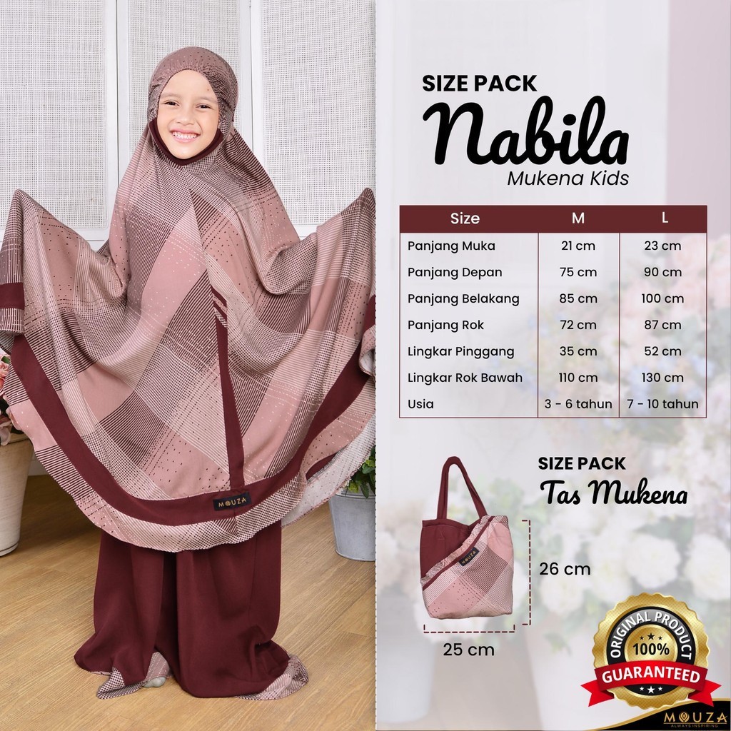 SabilaMall - Mukena Anak Bahan Rayon Nabila Mukena Super Adem By Mouza