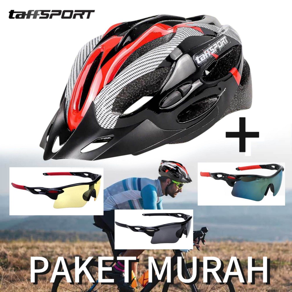 Paket Helm Sepeda Kacamata Keren