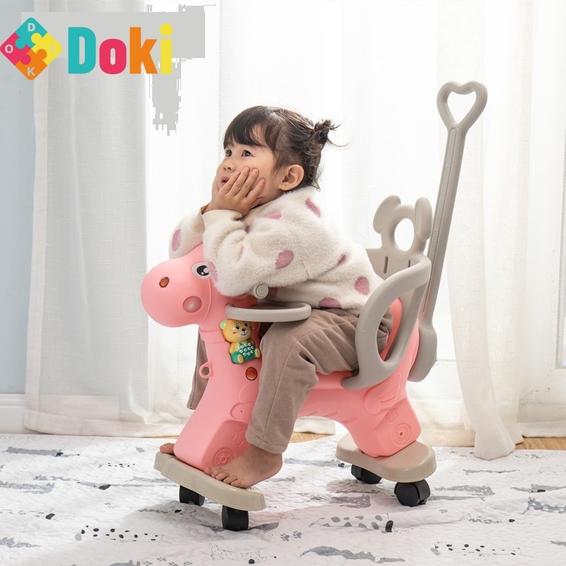 Baby Shining Kids Horse Stroller Children Rocking Chair Riding Horse Trolley Kids Wheelchair Equestr