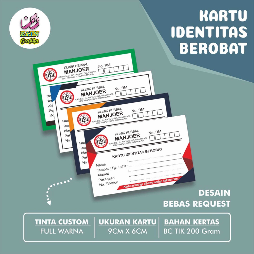 

Kartu Obat / Cetak Kartu Pasien / Kartu Identitas Berobat zain Grafika