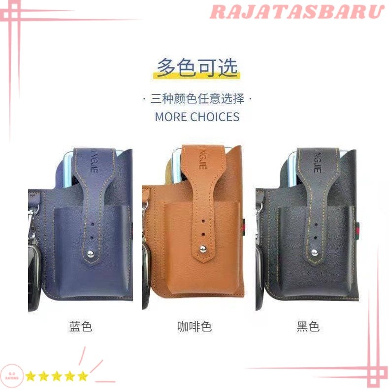 SARUNG DOMPET HP Pinggang PRIA Kulit Asli 100% OSSHP01 DOMPET KUNCI / HP