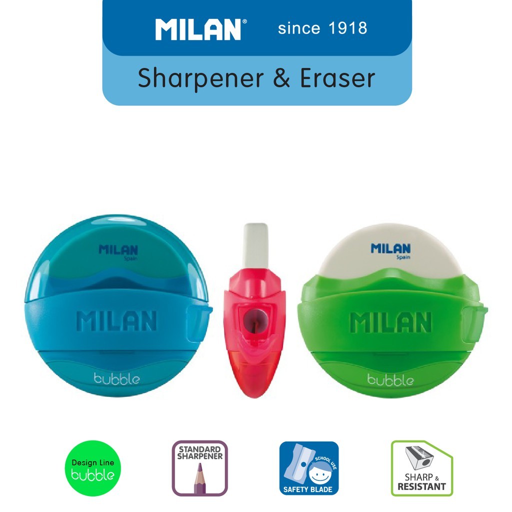 

[BMS Bekasi] Milan Bubble Rautan Pensil dan Penghapus / Sharpener & Eraser - 47041