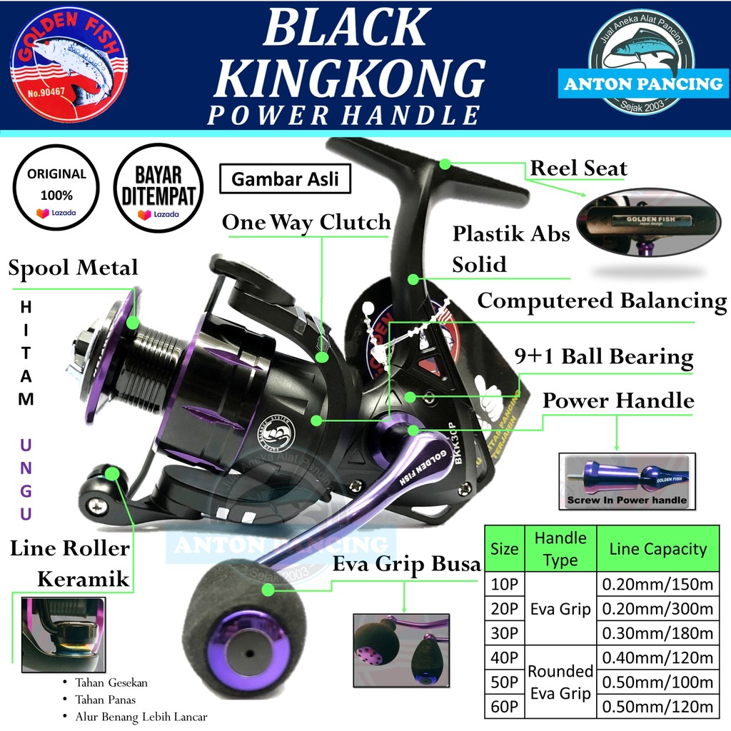 Reel Pancing Golden Fish Black Kingkong Power Handle 1000-6000