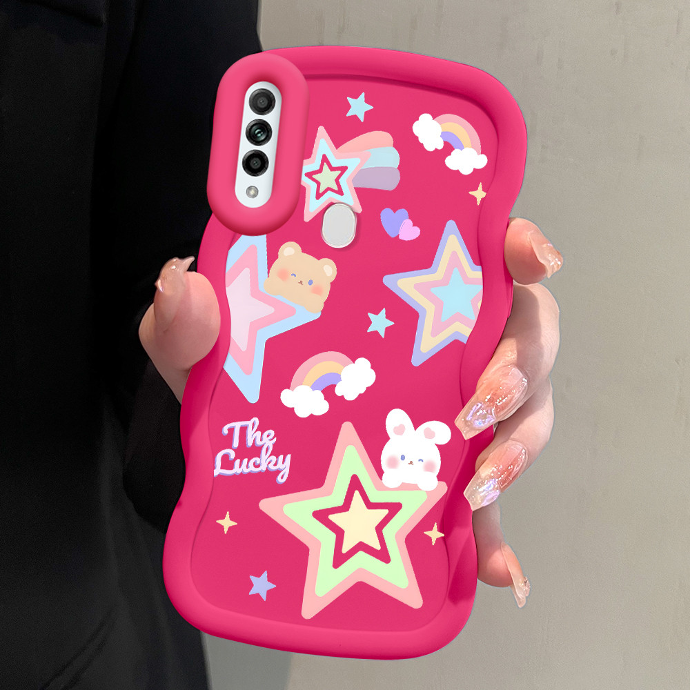Casing Hp Untuk OPPO A31 2020 Cute Stars Rabbit Rainbow Cartoon Pattern Warna Macaron Silikon Lembut