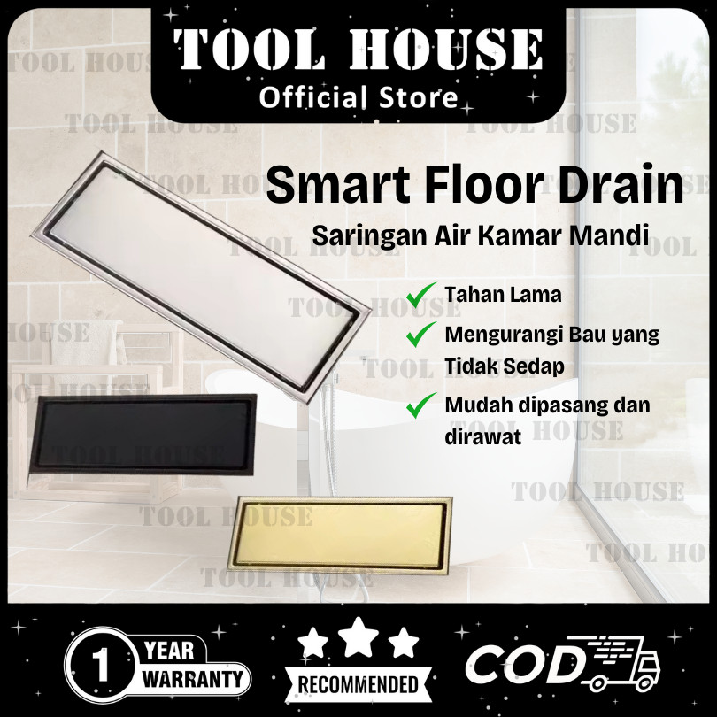 Tool House [Garansi Toko 1 Tahun] Smart Floor Drain Stainless 304 30 Cm 60 Cm Samping Saringan Got T