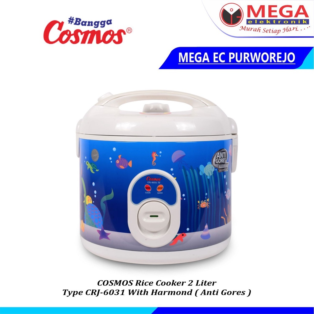 COSMOS RICE COOKER CRJ-6031 2 LITER RICE COOKER COSMOS CRJ-6031 KAPASITAS 2 LITER HARMOND ANTI GORES