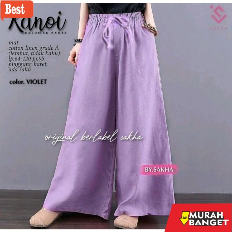 celana kulot wanita terbaru Celana kulot super jumbo terbaru kain Katun Linen Original