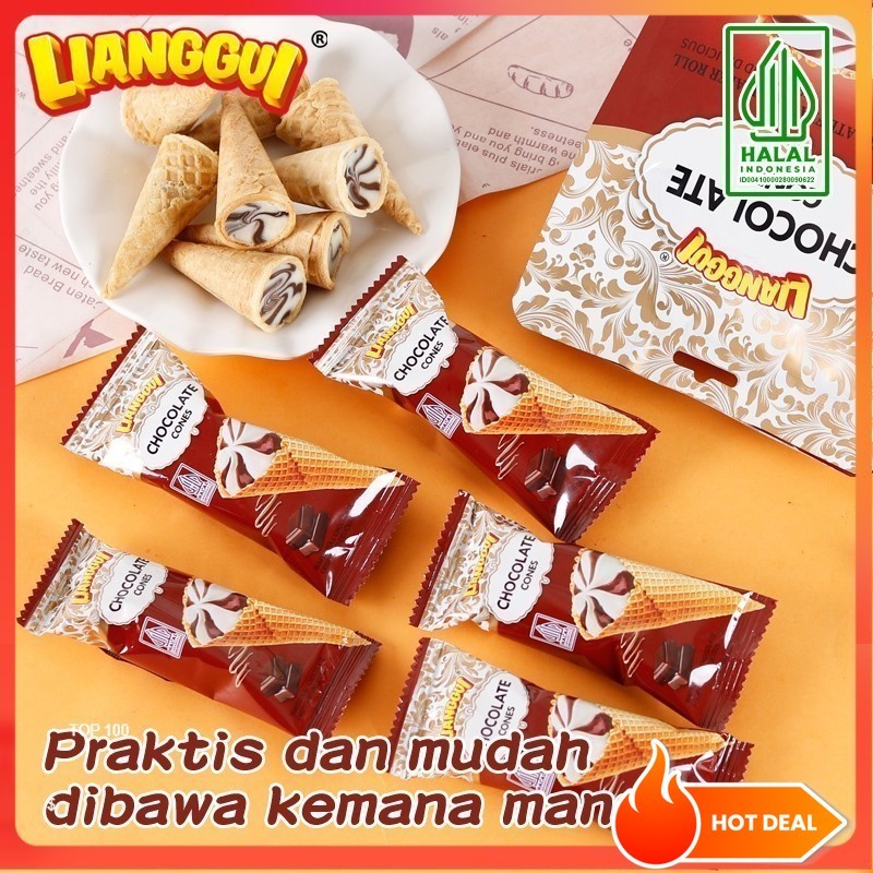 

[Hampers/Gift] [Jaminan kualitas] HALAL Lianggui Chocolate Cones BURSTLURRY CRISPY & SWEET Wafer Bulat Salut Chocolate Cones Cones Flavour Wafer Roll Biskuit Coklat Bentuk Ice Cream Ice Cones Wafer CHOCO COCONUT/ STRAWBERRY/ CHOCO & MILK