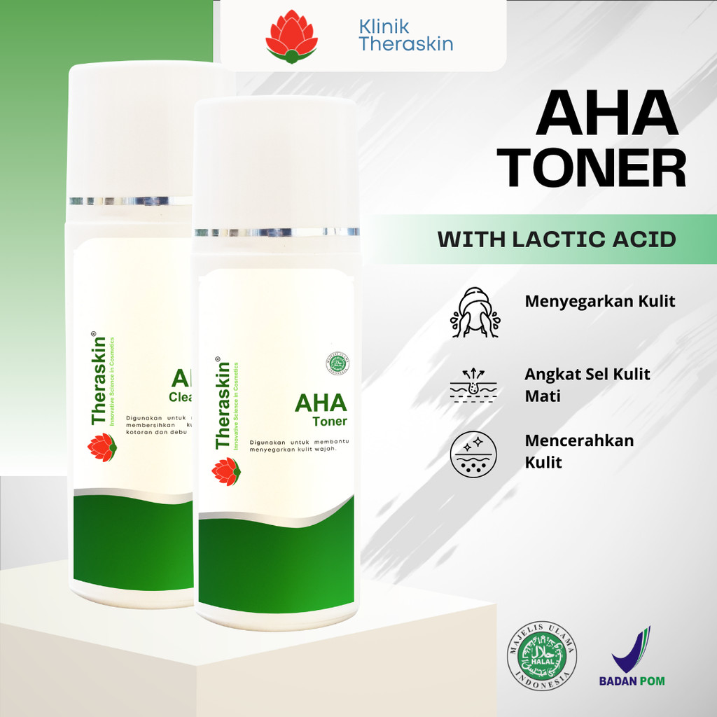 Theraskin AHA Cleanser + AHA Toner 2in1 Original / Sabun Wajah + Toner Untuk Kulit Kusam / Flek Hita