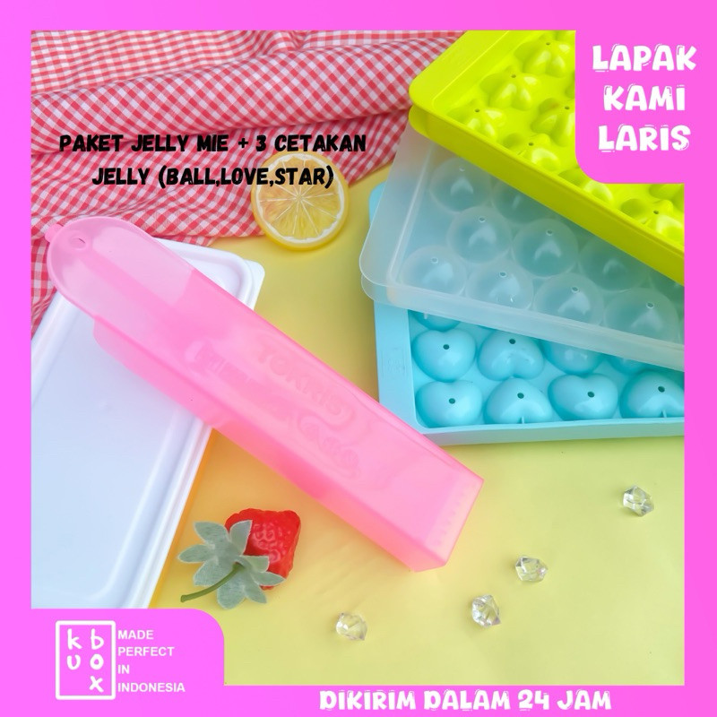 [PAKET JELLY LENGKAP] Cetakan Es Batu Jelly Love, Star, Ball & Jelly Mie Serut ukuran JUMBO