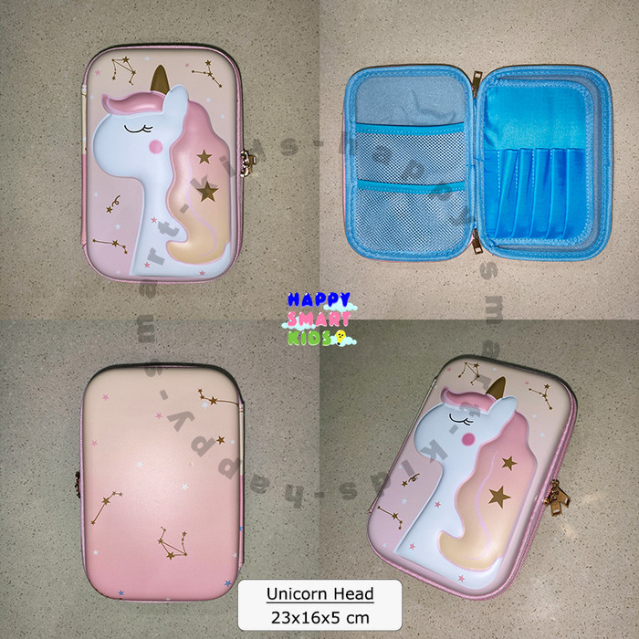 

New Collection Kotak Pensil Anak Besar Ringan Tahan Air Tahan Banting Hardcase 3D - unicorn head