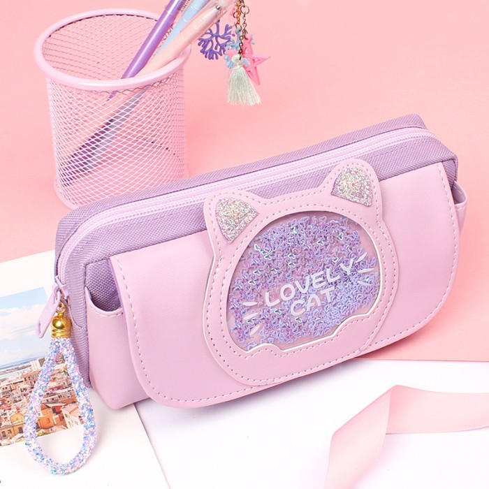 

Best[Promo] Korean Pen Pencil Case Cartoon QuickSand Animal Kotak Tempat Pensil - Ungu