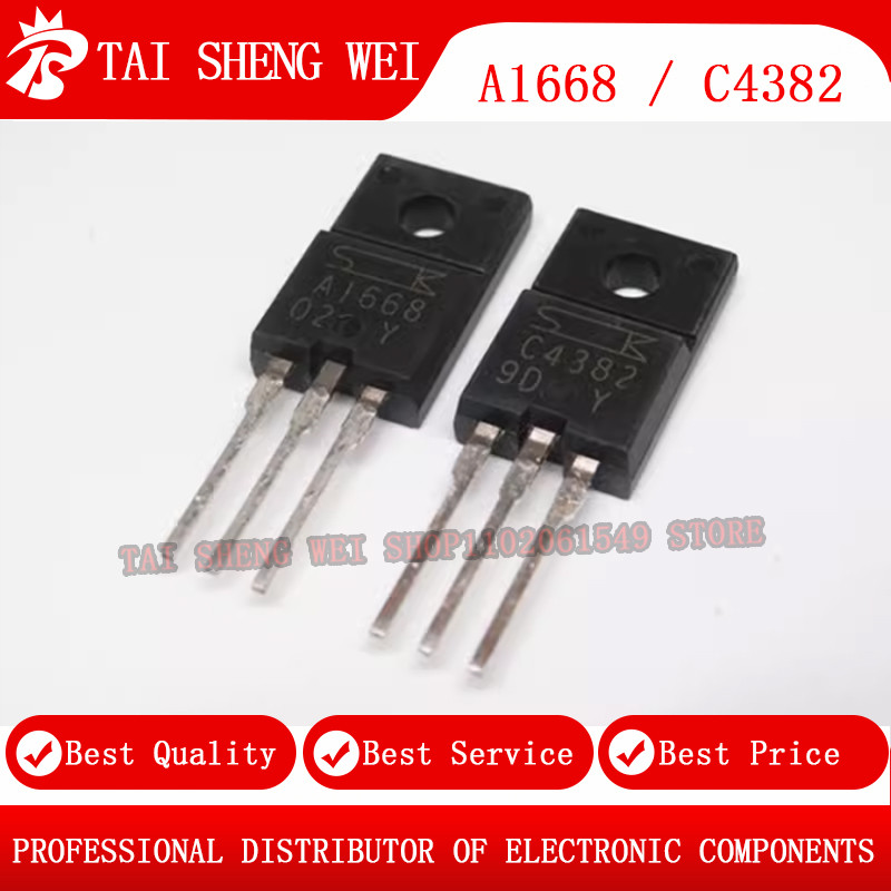 5Pairs 2SA1668 2SC4382 A1668 C4382 Y 2A/200V TO-220F TO220 transistors