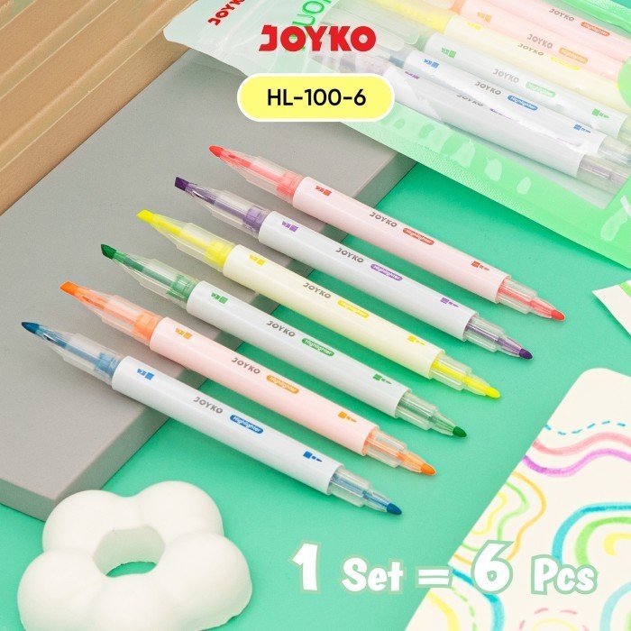 

Penanda Berwarna HL-100 Highlighter Joyko 1 Set 6 Warna Fluorescent
