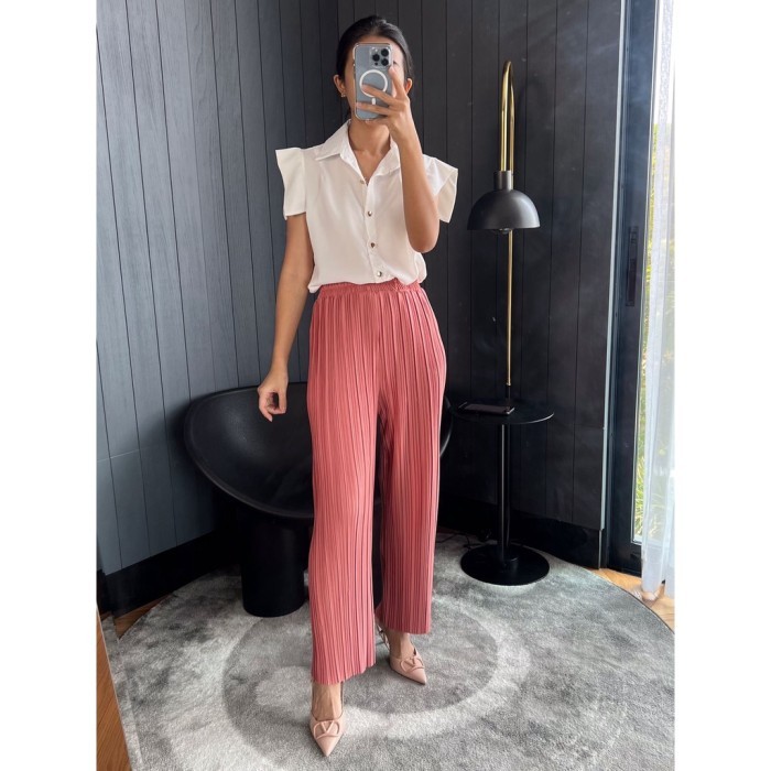 MURAH✨ - Lisa Celana Pensil Plisket BB / Pleated Pencil Pants (2) - Taupe