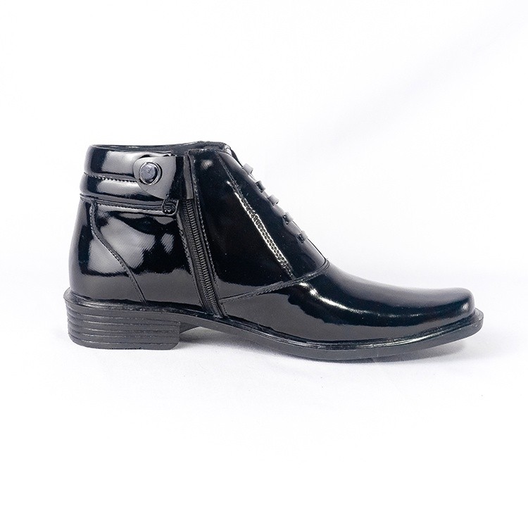 Sepatu Boots Pantofel PDH Harian Glossy Kilap Pria PantoPel Black Hitam Tinggi Separu Laki Tidak Ber