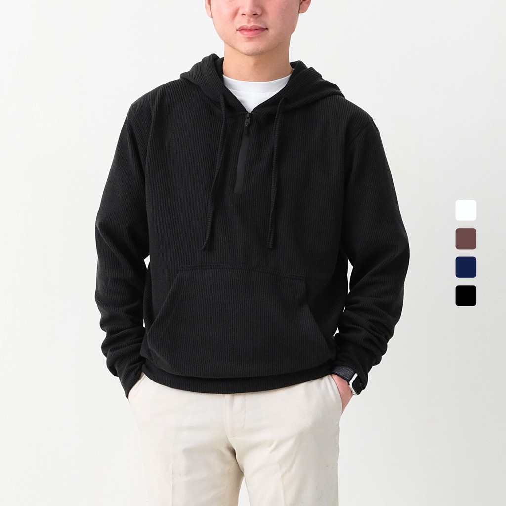 SAGI Men - Kai Zip Hoodie Jacket | Outer Jacket Pria Knit | Hoodie Half Zip Jaket Sweater Panjang